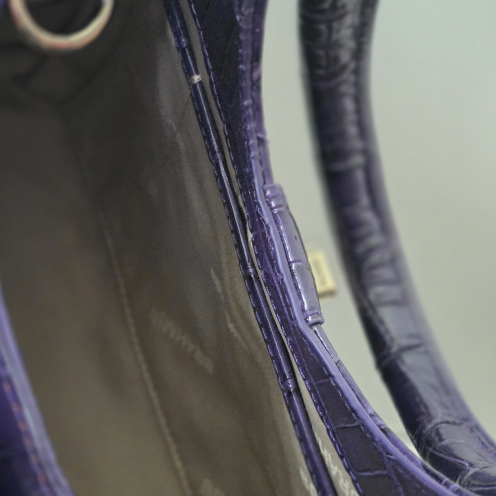 Brahmin Adrian Satchel Purple Croc Embossed Leather Voltage Violet NWT - Picture 11 of 16